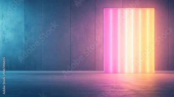 Fototapeta Neon sign glowing with bright colors against a dark background, creating an energetic urban vibe.