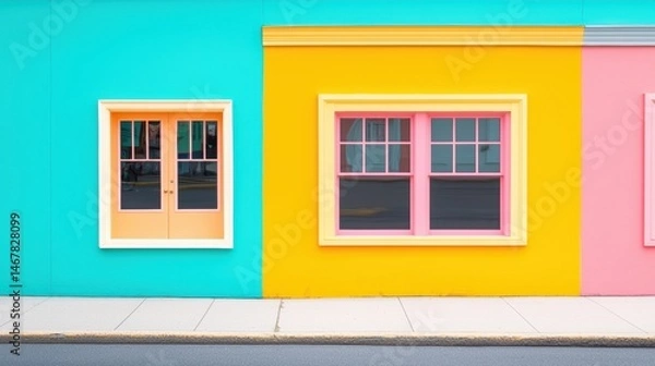 Fototapeta Colorful storefront with vibrant windows and displays, designed to catch the attention of passersby.
