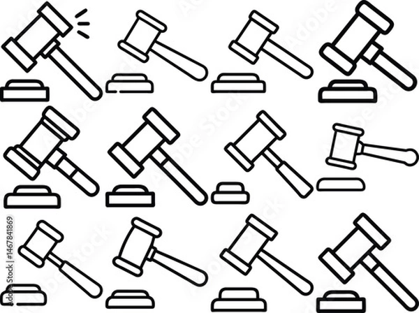 Fototapeta Judge gavel icon outline vector illustration isolated on white background.