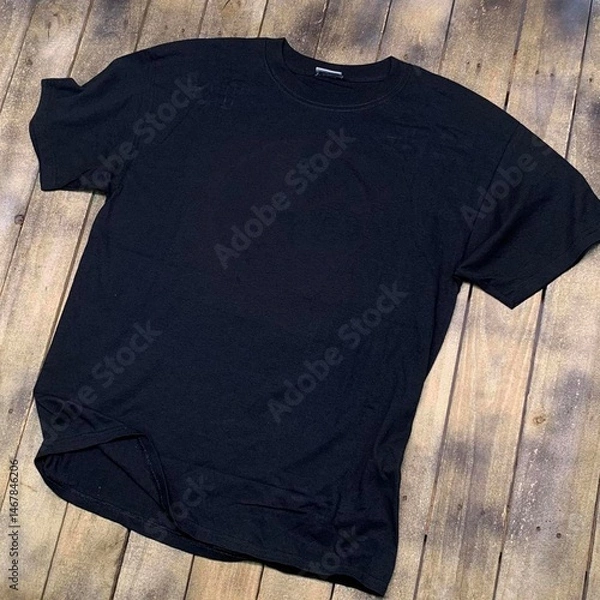 Obraz Vintage style t-shirt mockup with an aged 90s look stretched on rustic wood