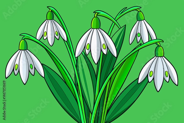 Fototapeta snowdrop flowers vector illustration