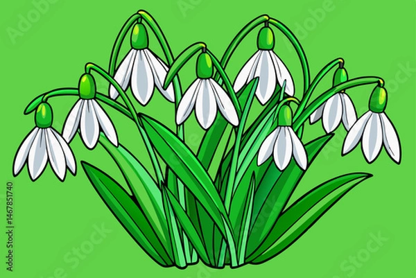 Obraz snowdrop flowers vector illustration