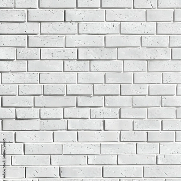 Fototapeta Simple white brick wall with light gray shadows seamless pattern surface texture background in banner panorama wide format