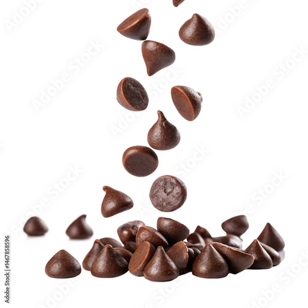 Obraz chocolate chips flying isolated