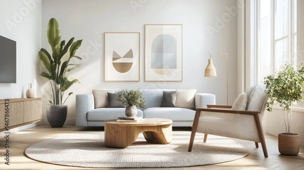Fototapeta Sophisticated living area showcasing refined design and tranquil atmosphere
