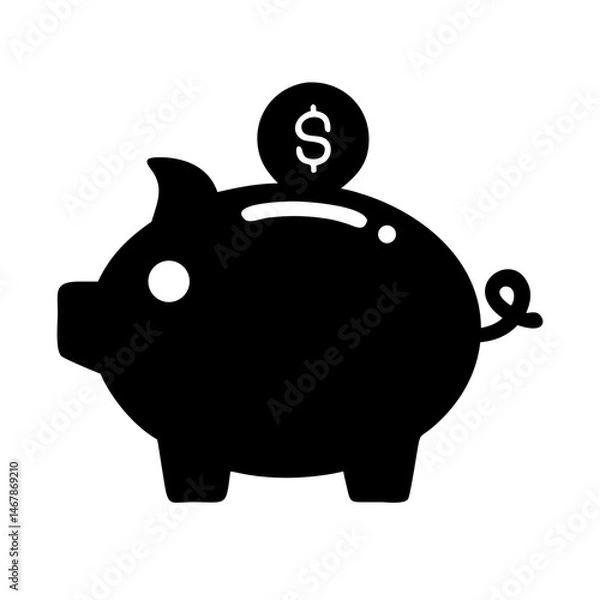 Fototapeta Finance Black Style icon Vector pictograms of currency symbols, investment chart, financial services, piggy bank,   money, wallet, banking tools, dollar silhouette.
