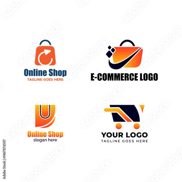 Fototapeta Modern E-Commerce and Online Shop Logo Set, Vector Design Collection