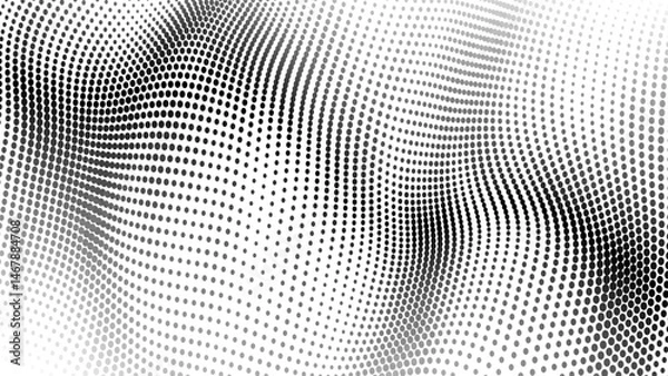 Obraz Futuristic wave of black smoothly moving dots on a white background. Vector EPS10