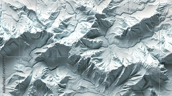 Fototapeta Terrain map. Contours trails, image grid geographic relief