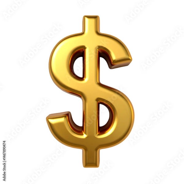 Obraz Gold Dollar Sign Stock Image  Symbol isolated on transparent background