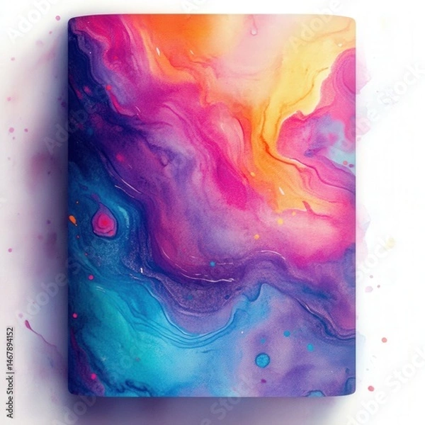 Fototapeta Colorful watercolor painting with fluid abstract art