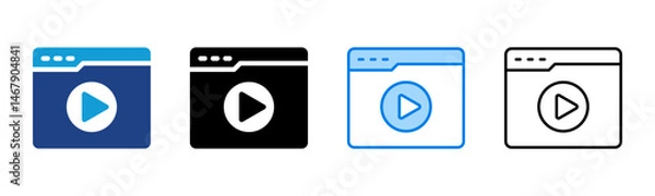 Fototapeta Video icon sheet multiple style collection