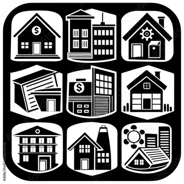 Obraz House and building vector icons set.