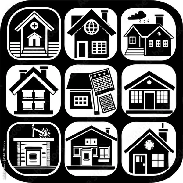 Obraz House and building vector icons set.