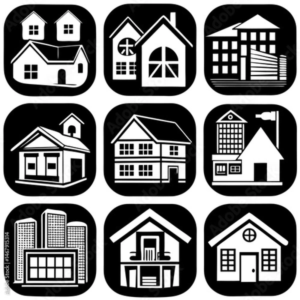 Obraz House and building vector icons set.