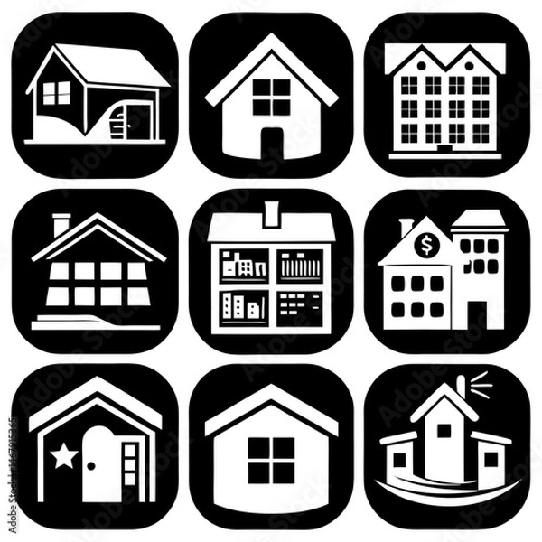 Obraz House and building vector icons set.
