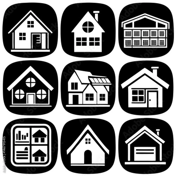 Obraz House and building vector icons set.