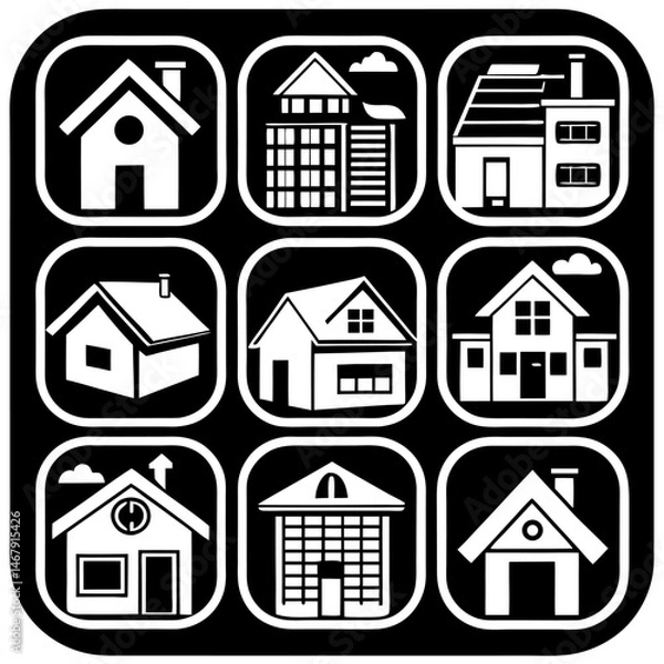 Obraz House and building vector icons set.