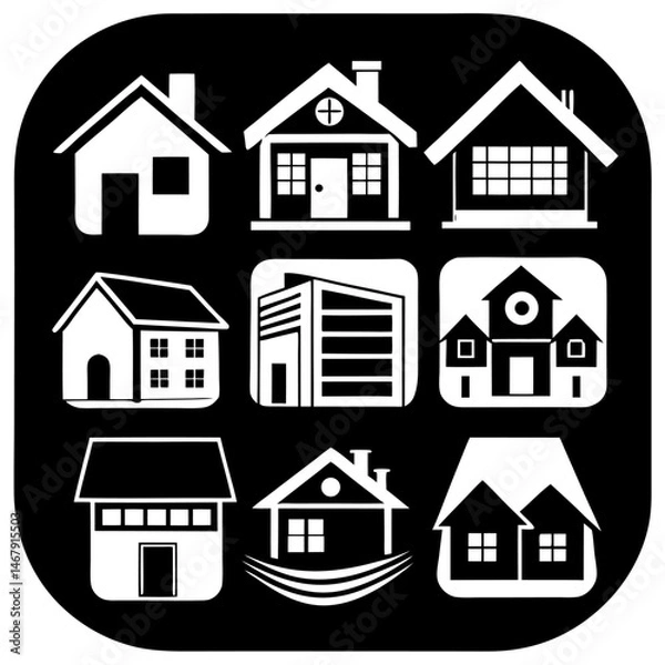Obraz House and building vector icons set.