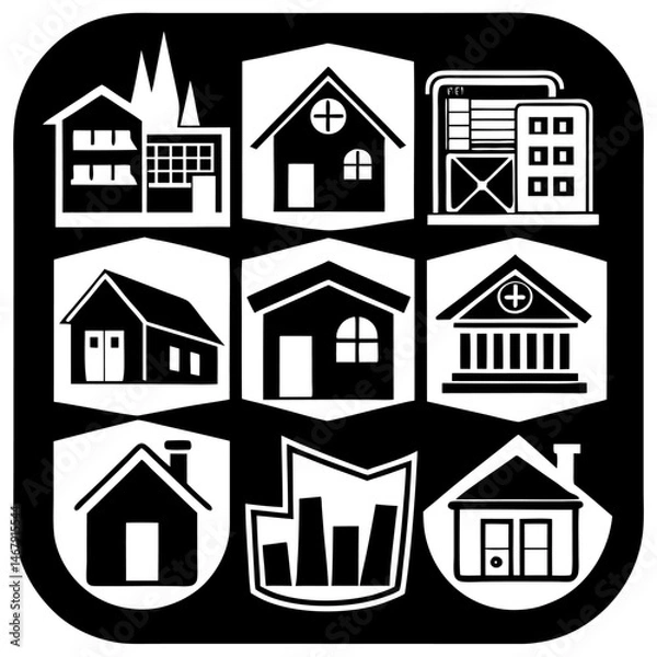 Obraz House and building vector icons set.