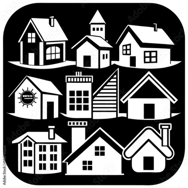 Obraz House and building vector icons set.