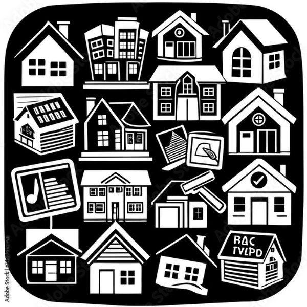 Obraz House and building vector icons set.