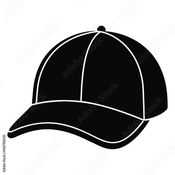 Fototapeta Solid black baseball cap displays a sporty and casual style element for use
