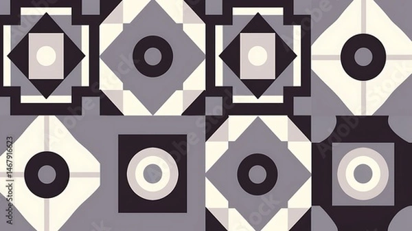 Fototapeta Geometric Design Featuring Repetitive Shapes and a Monochromatic Color Palette