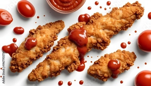 Obraz Crispy Chicken Tenders with Ketchup