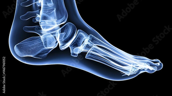 Fototapeta X-ray view of woman's foot with ankle pain
