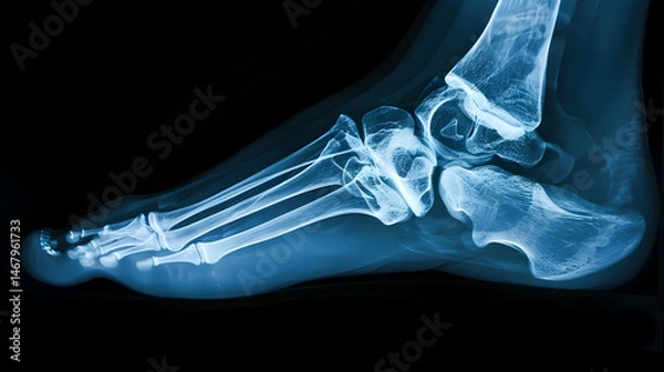 Fototapeta X-ray view of woman's foot with ankle pain