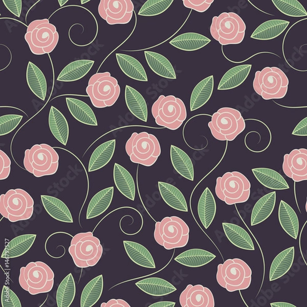 Obraz Pattern of doodle roses. Vector illustration.