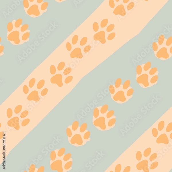 Fototapeta dog paws brown small print pattern vector illustration 