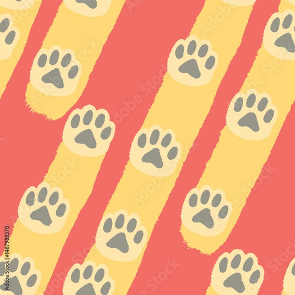 Fototapeta dog paws brown small print pattern vector illustration 