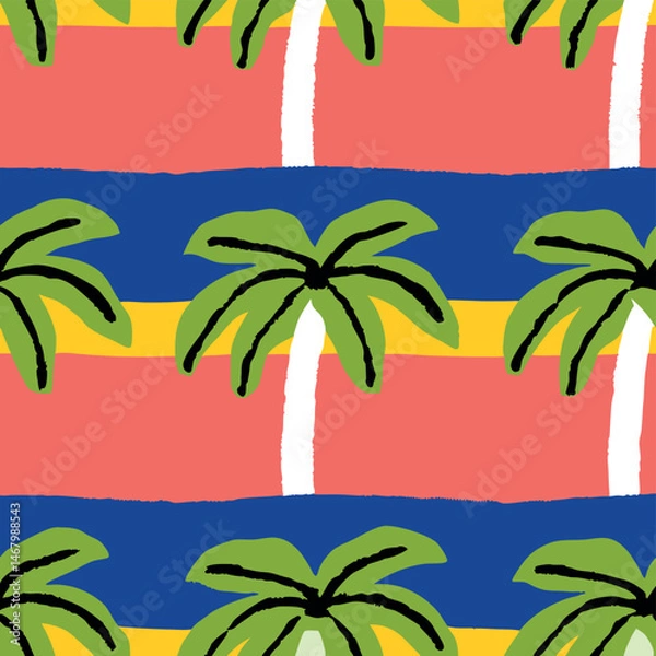 Fototapeta palm stripe repeat seamless pattern vector illustration 