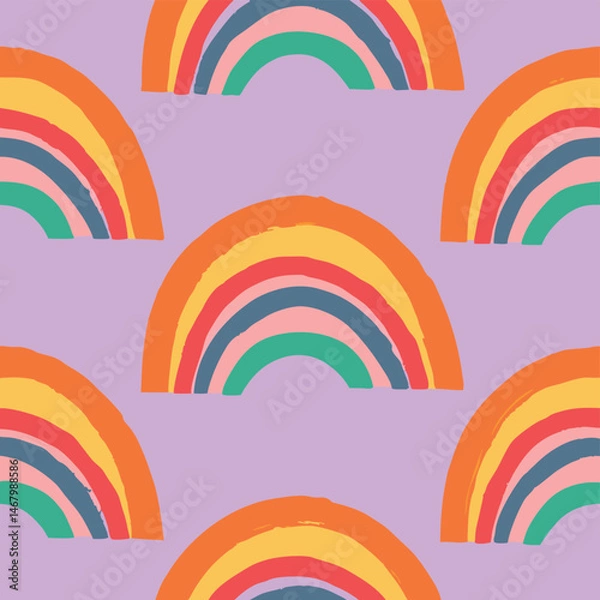 Fototapeta retro rainbow and-yellow long-arcs on cream pattern vector illustration 