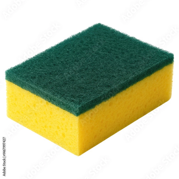 Fototapeta Cleaning Sponge Two Sided Dishwashing Sponge Green Yellow Kitchen Cleaning Tool