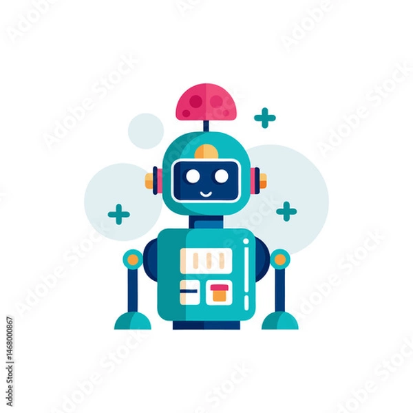 Obraz AI robot with digital brain on transparent background