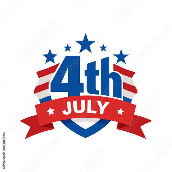 Obraz Banner with 4th of july text on transparent background