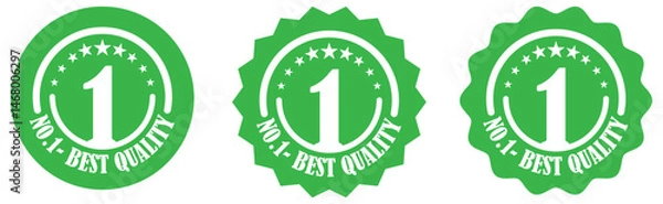 Obraz Best quality number one badge icon set for official certification signage seal stamp award and business procedure labeling. Number one badge icon for top quality