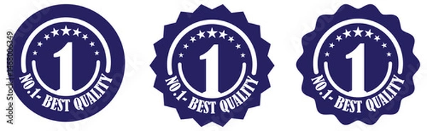 Obraz Best quality number one badge icon set for official certification signage seal stamp award and business procedure labeling. Trusted honor seal for top standard. Excellence badge vector for recognition