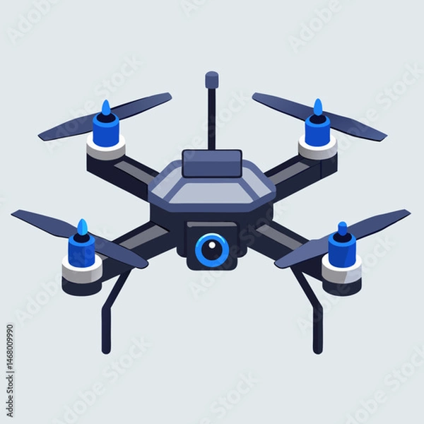 Fototapeta A drone illustration featuring a prominent blue eye, symbolizing surveillance and observation technology.