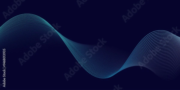 Fototapeta Abstract glowing wave lines on dark blue background. Dark abstract background with Shiny moving line. Modern flowing wavy lines Suit for banner, poster, cover, brochure, flyer, website.