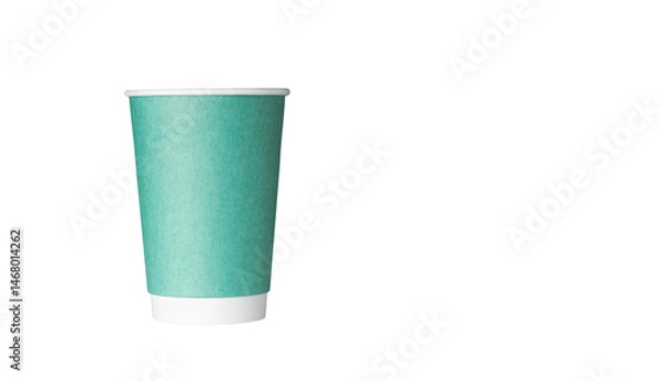 Fototapeta cardboard glass of blue color, for coffee or tea on an isolated white background close up
