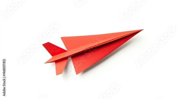 Obraz Red Paper Plane Take Flight with Ideas Soar on White.
