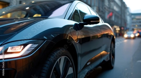 Obraz Sleek Futuristic Car Design on City Street Showcasing Automotive Innovation and Modern Aesthetics