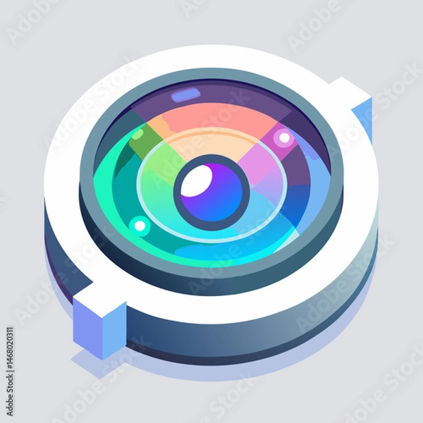 Fototapeta Camera lens icon on a white background, symbolizing photography and visual media.