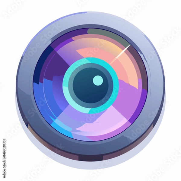 Obraz Camera lens icon on a white background, symbolizing photography and visual media.