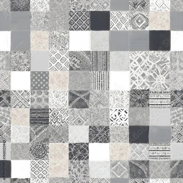 Fototapeta Abstract Gray and White Patchwork Pattern