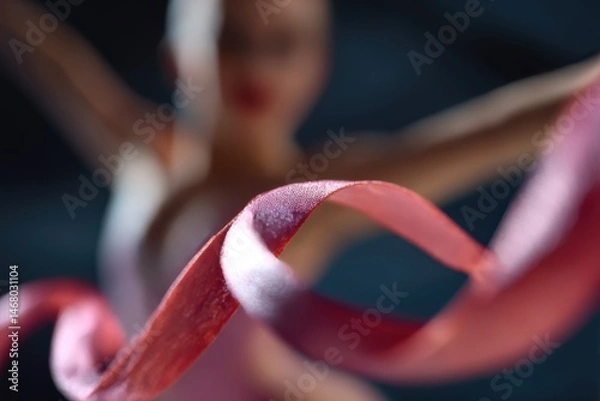 Fototapeta Ribbon Dance Artistic Expression in Motion Graceful Flow Pink Ribbon Abstract Art Gymnastics Serenity